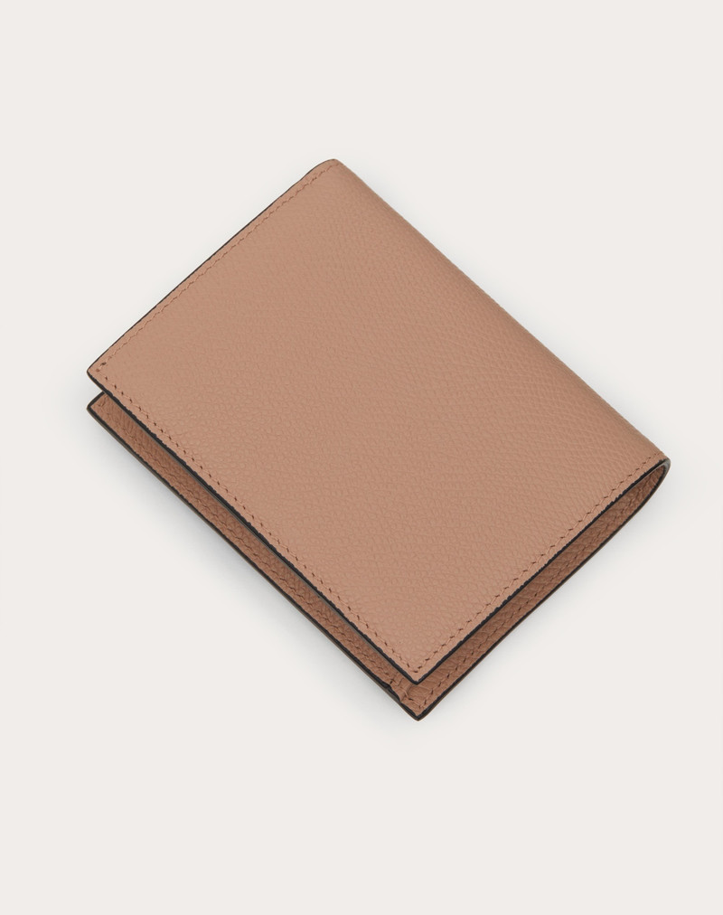 COMPACT VLOGO SIGNATURE GRAINY CALFSKIN WALLET 3