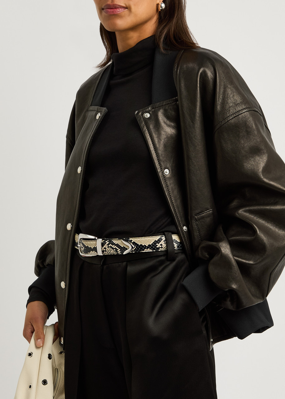Khaite Benny Snake-effect Leather Belt - 2