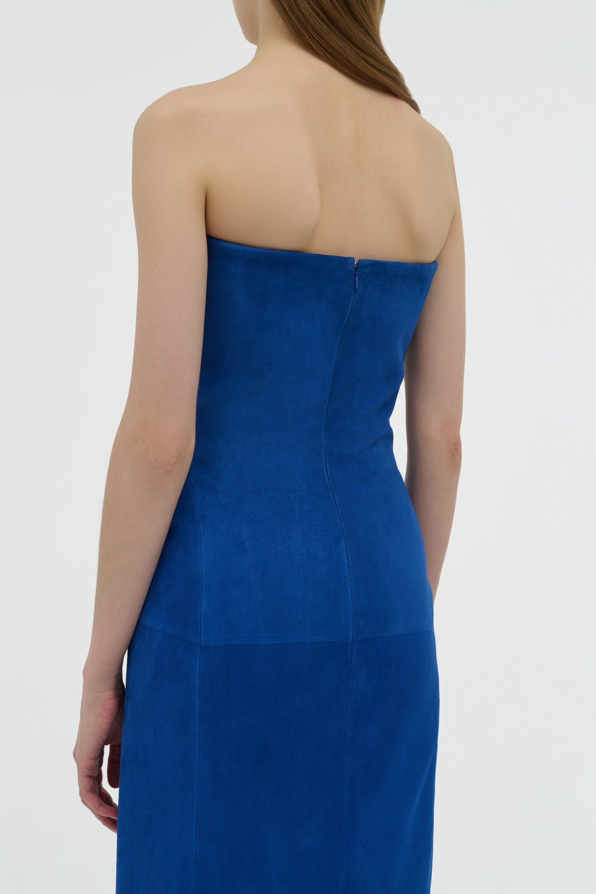 Ivara Strapless Maxi Dress in Cobalt Suede - 6