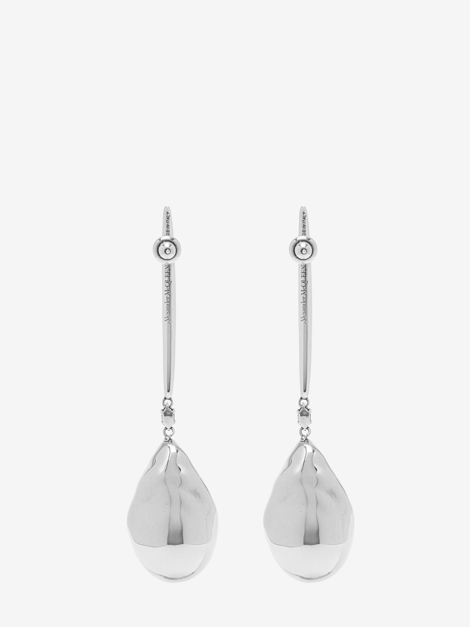 Women's Metal Pearl Stick Earrings in Antique Silver - 3