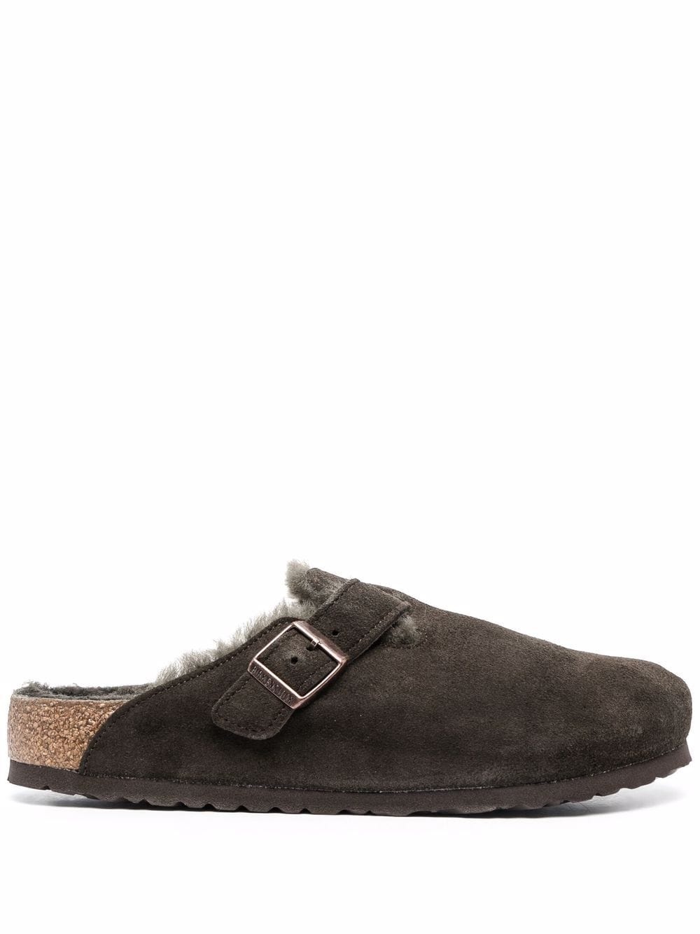 Boston shearling-trimmed suede slippers - 1