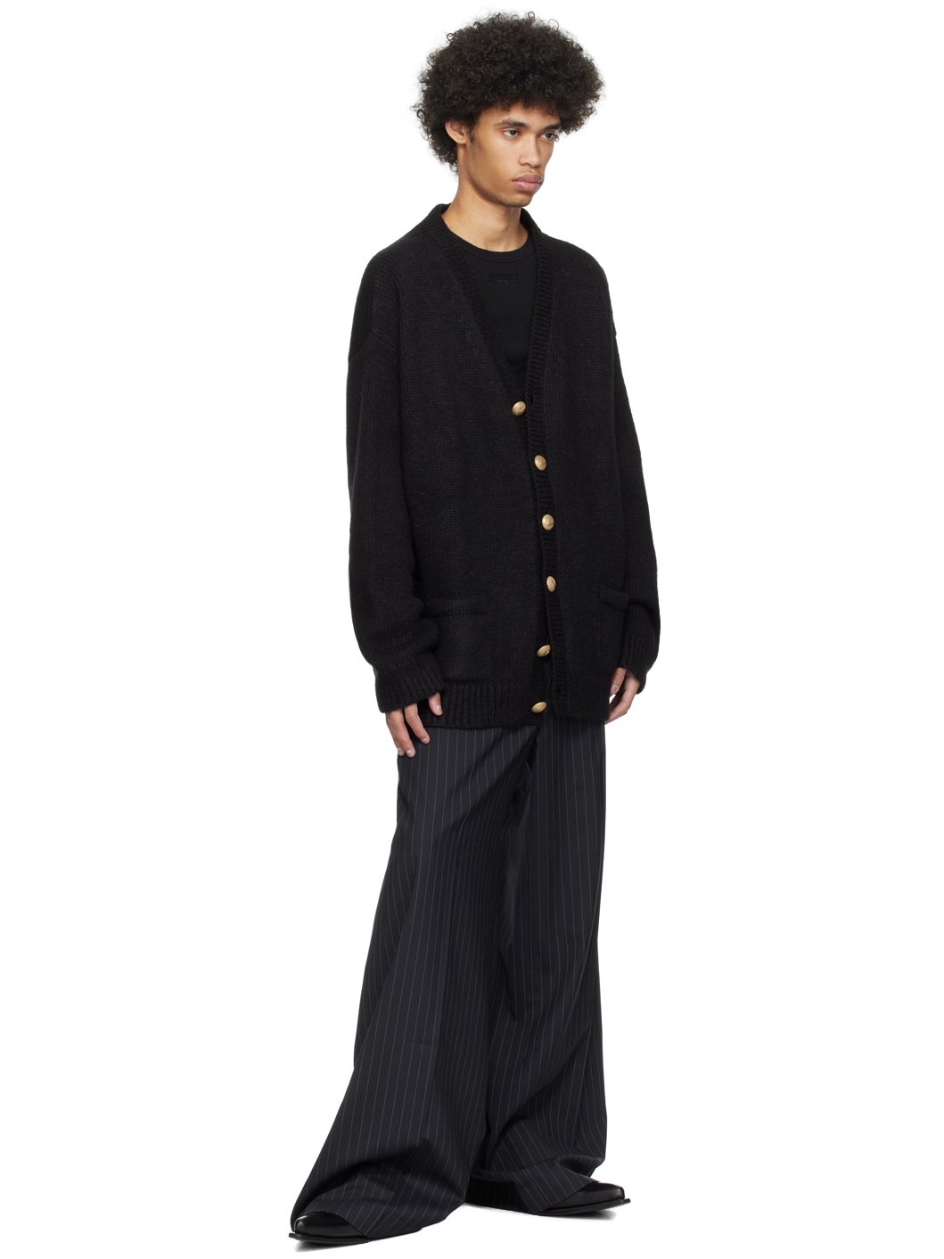 Black Fancy Button Cardigan - 4