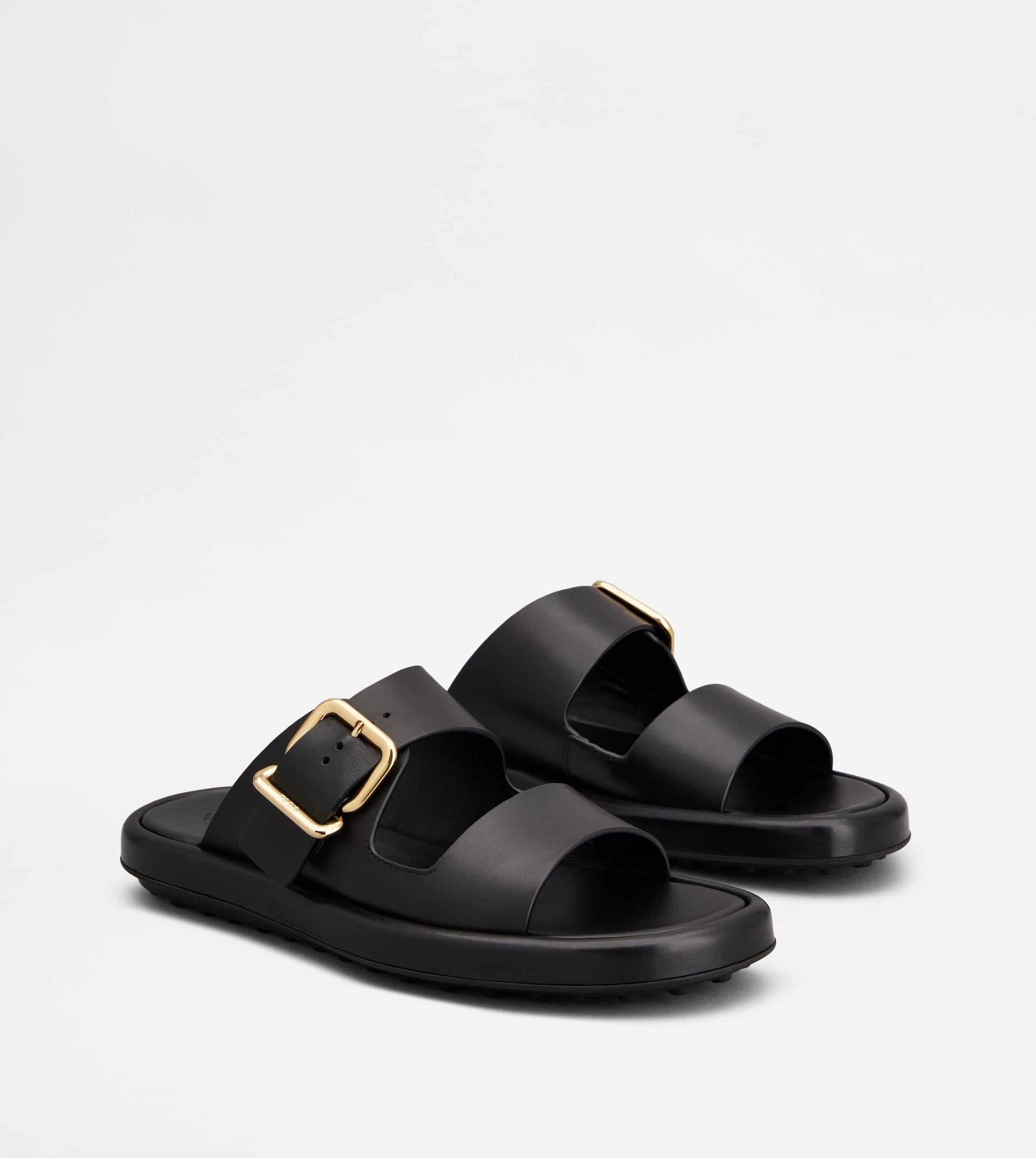SANDALS IN LEATHER - BLACK - 2