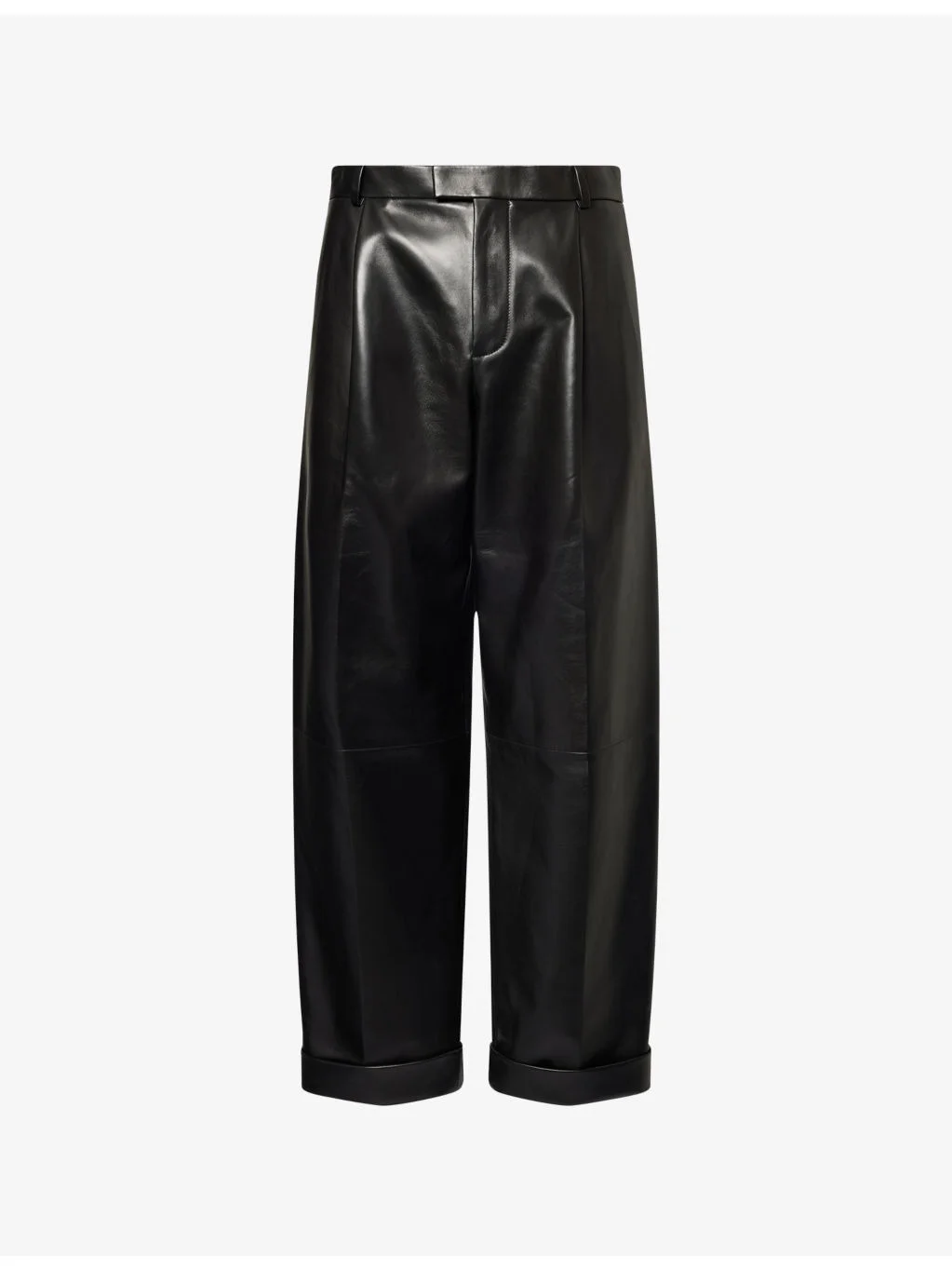 Regular-Fit Straight-Leg Leather Trousers - 1
