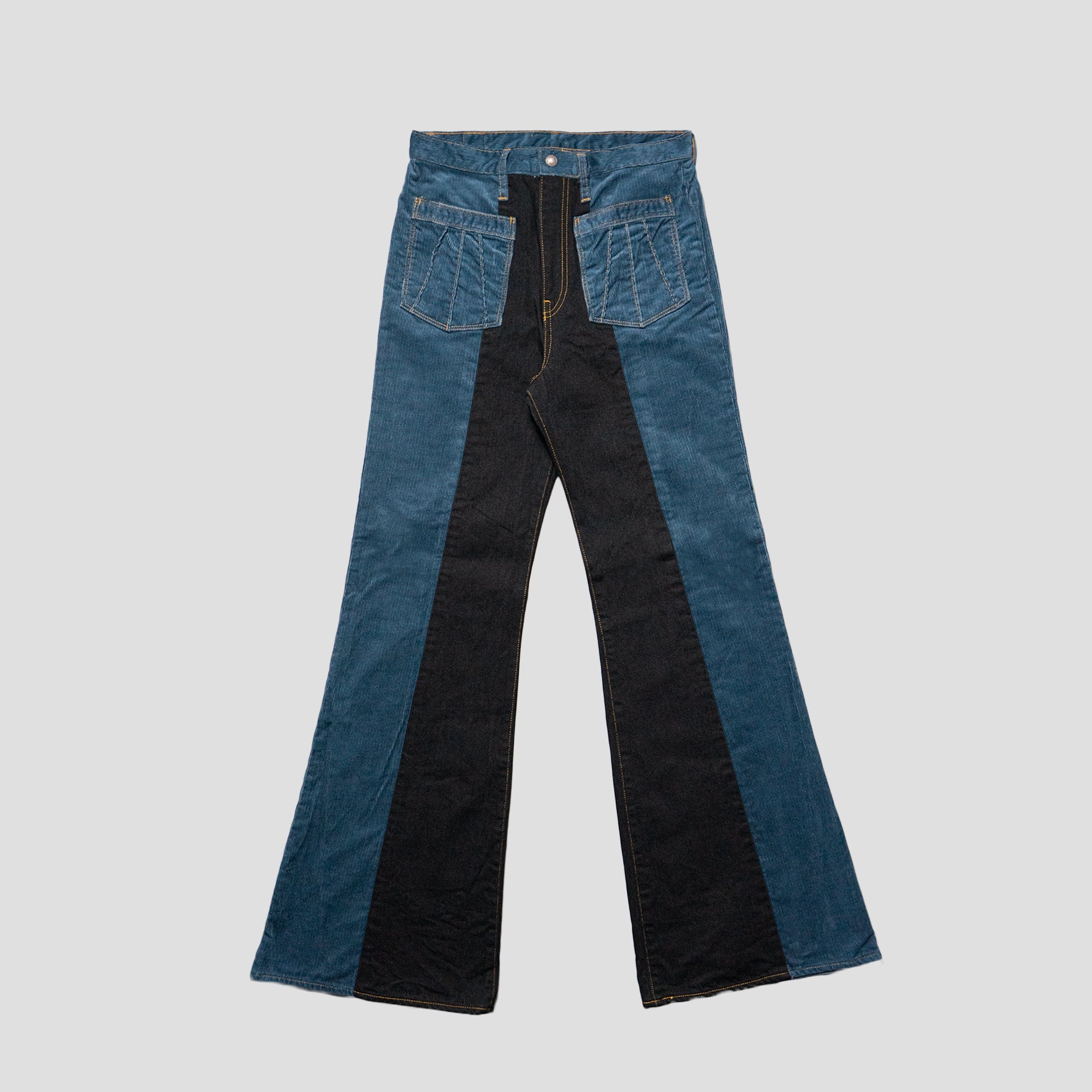 CORDUROY x DENIM 2 TONES GYPSY FLARE JEANS - 1