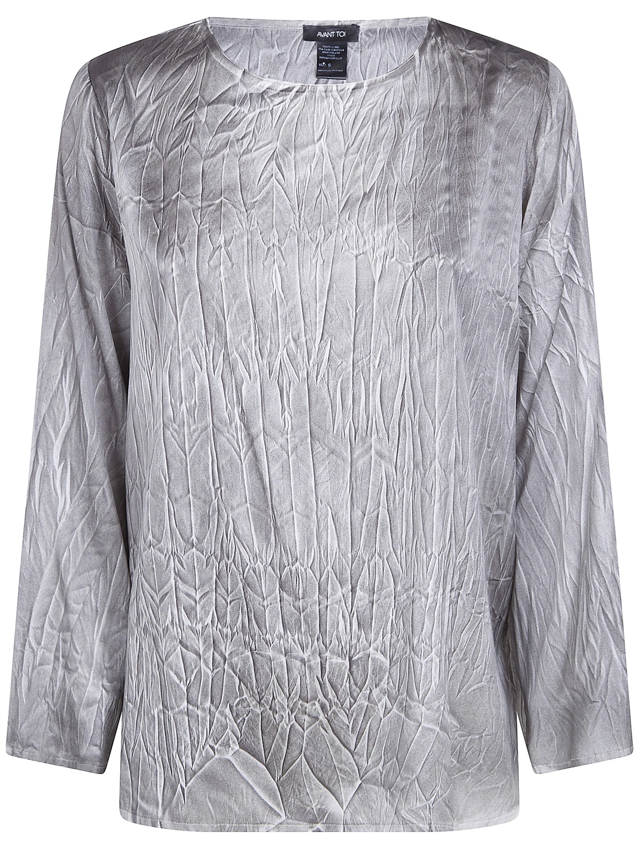 Crumpled Effect Stretch Silk Blouse - 1