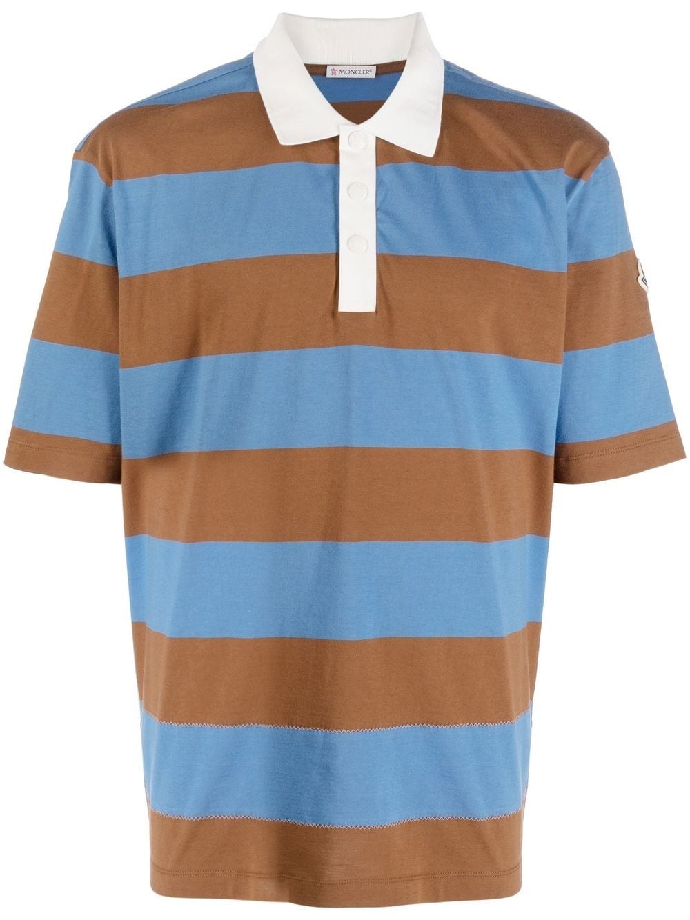 logo-print striped cotton polo shirt - 1