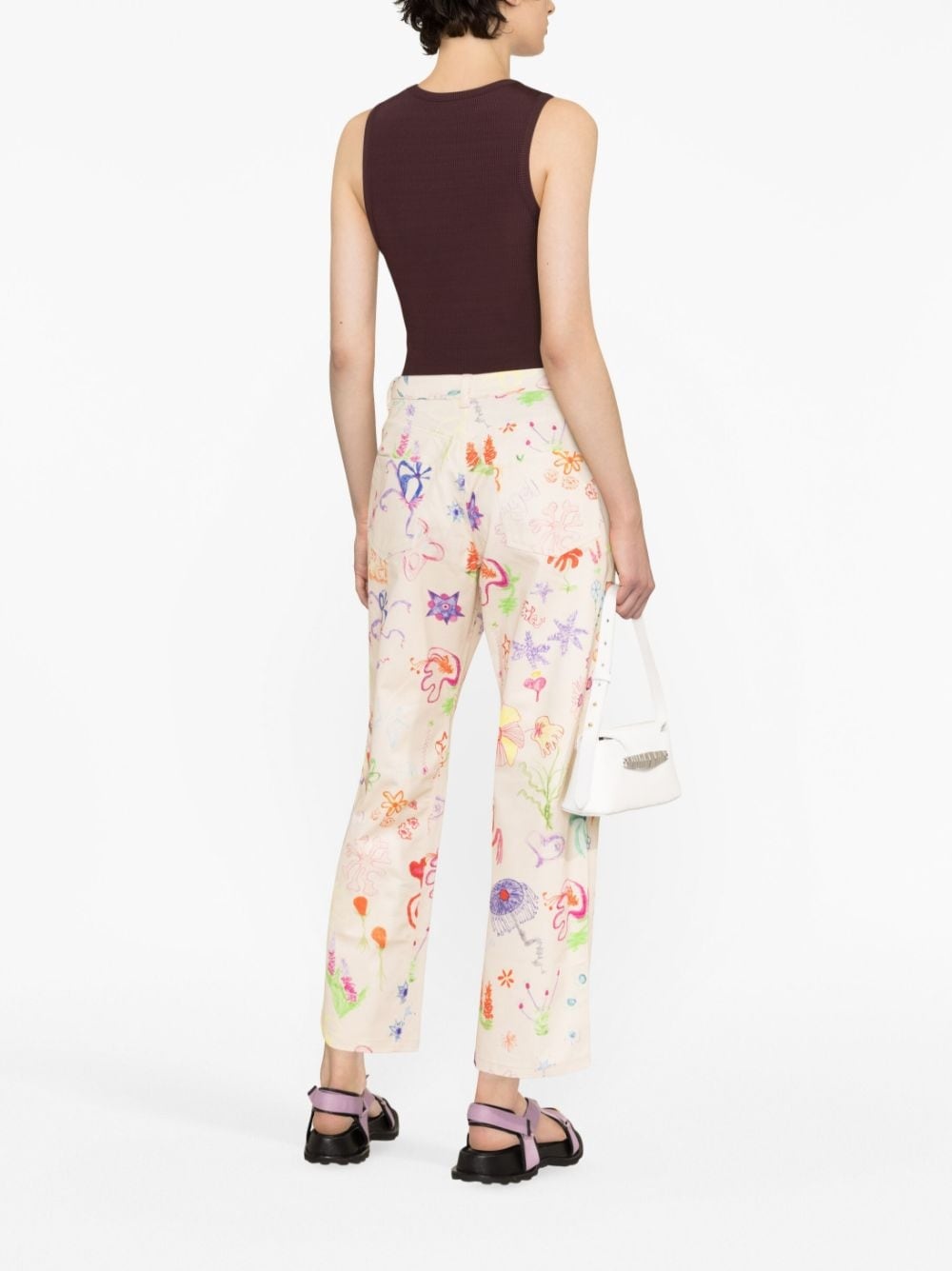 sketch-print wide-leg trousers - 4