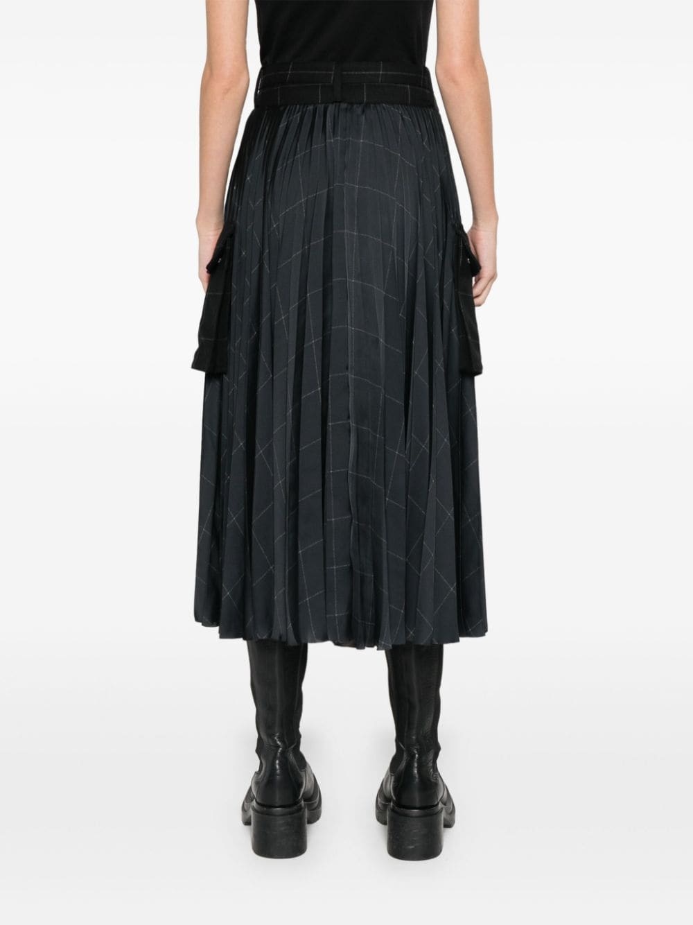 windowpane-print maxi skirt - 4