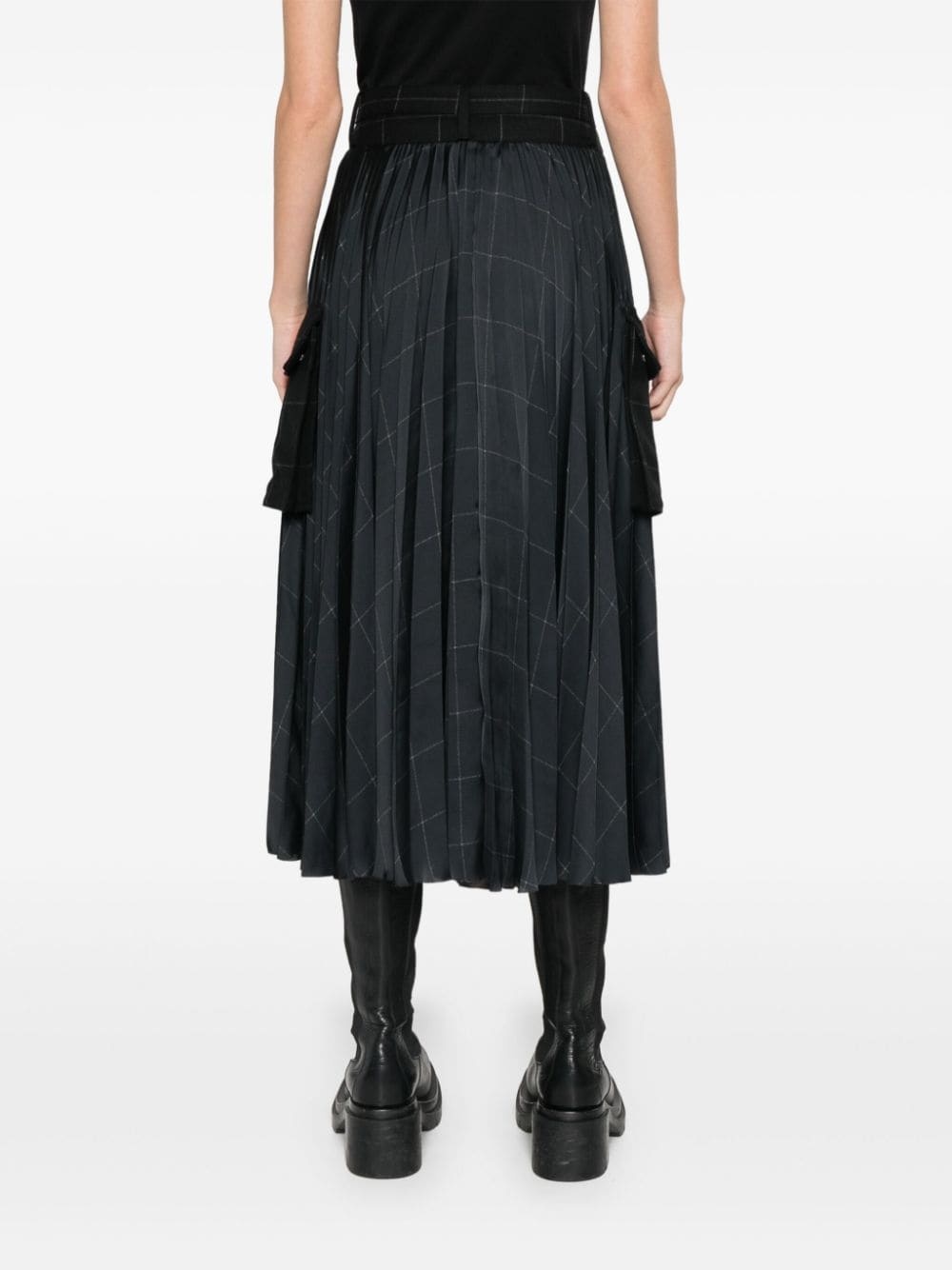 windowpane-print maxi skirt - 4