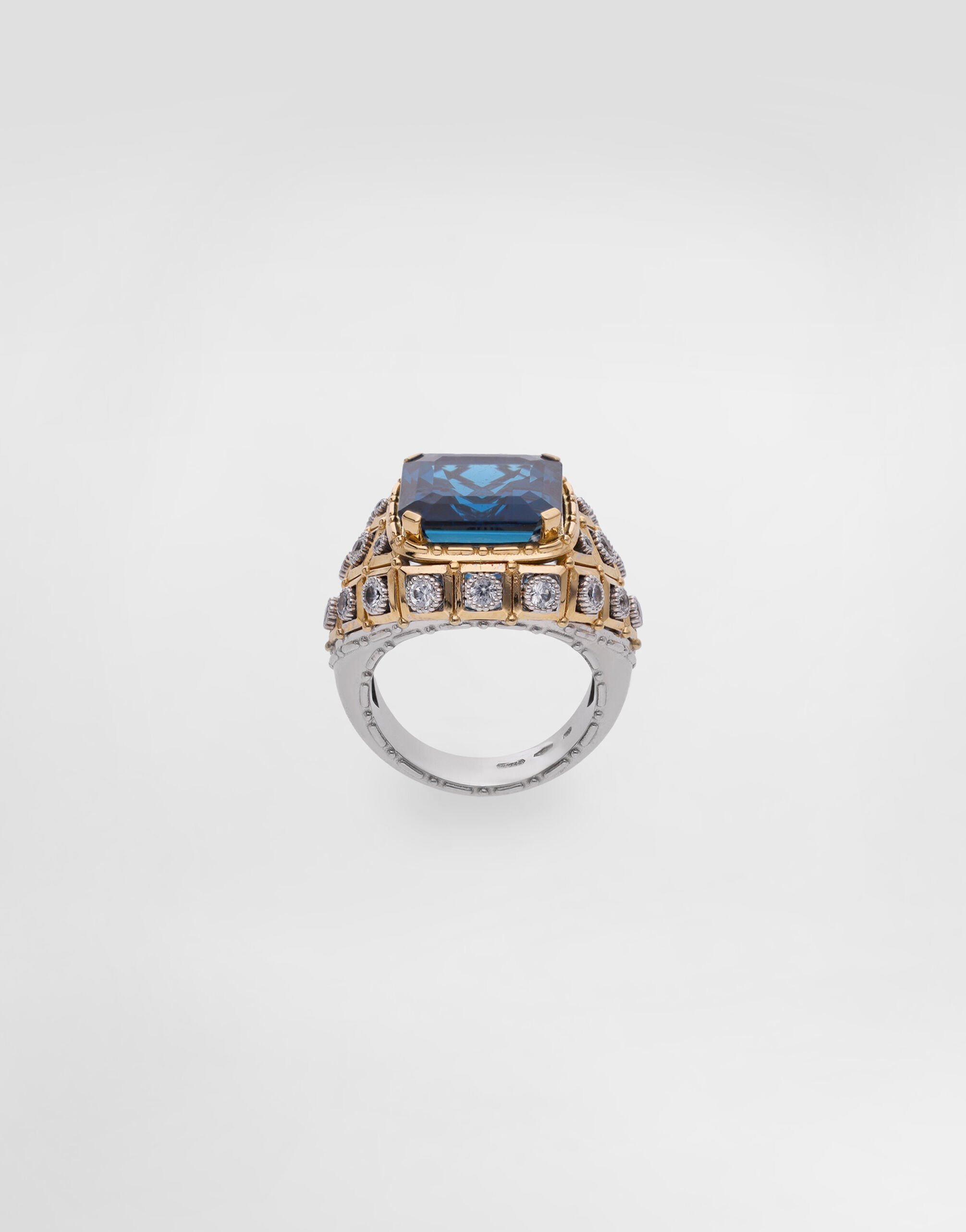 Eleganza Ring 18-carat white and yellow gold, topazes, and sapphires - 2