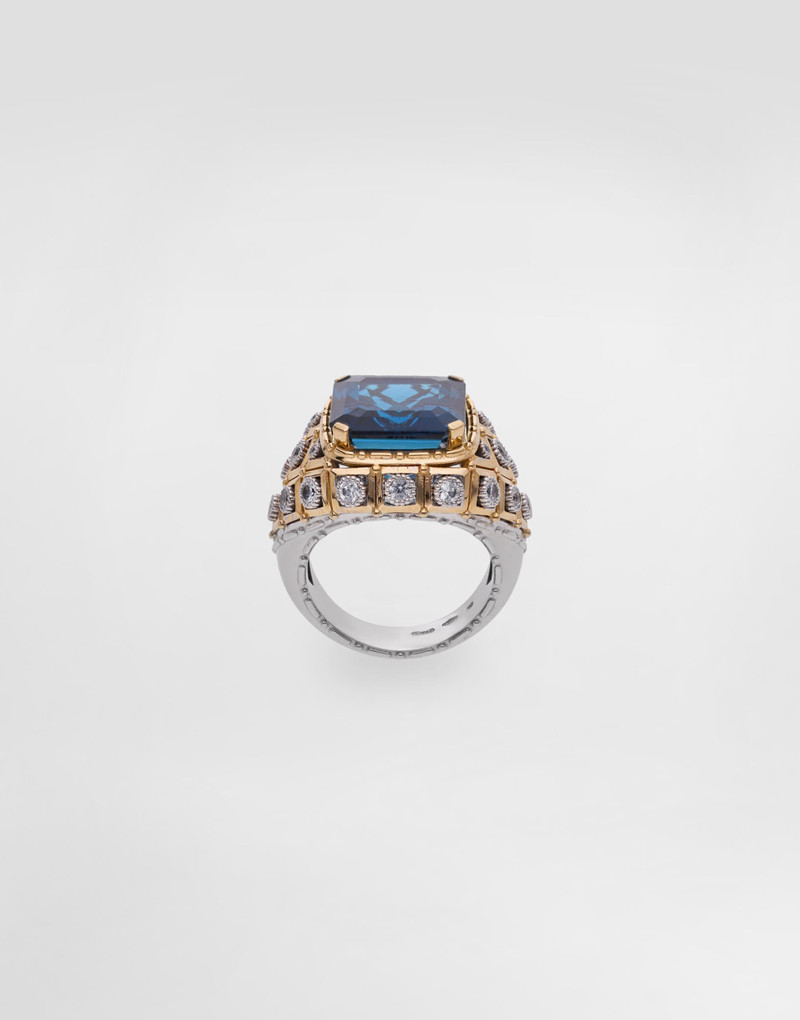 Dolce & Gabbana Eleganza Ring 18-carat white and yellow gold, topazes, and sapphires outlook