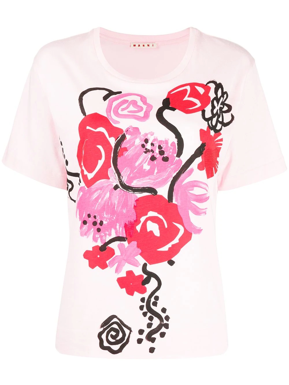 brushstroke floral print T-shirt - 1