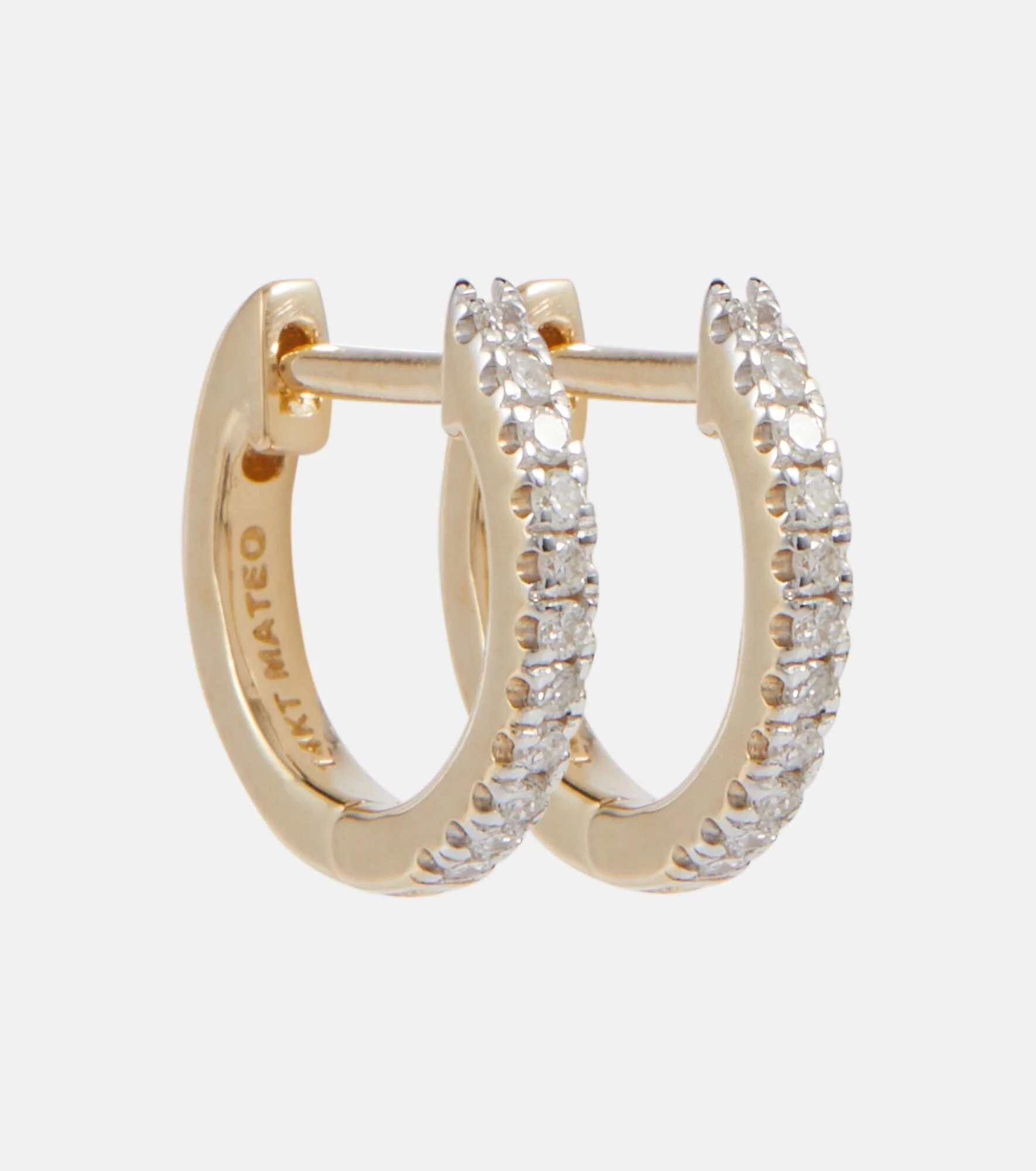 14kt gold huggie earrings with diamonds - 1