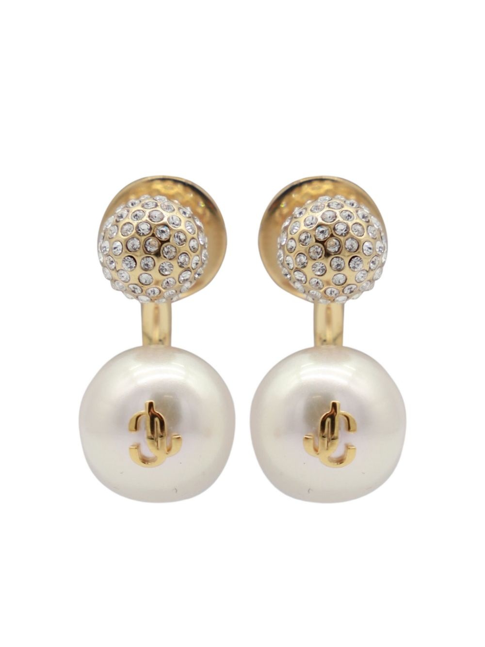 crystal-embellished pearl earrings - 3