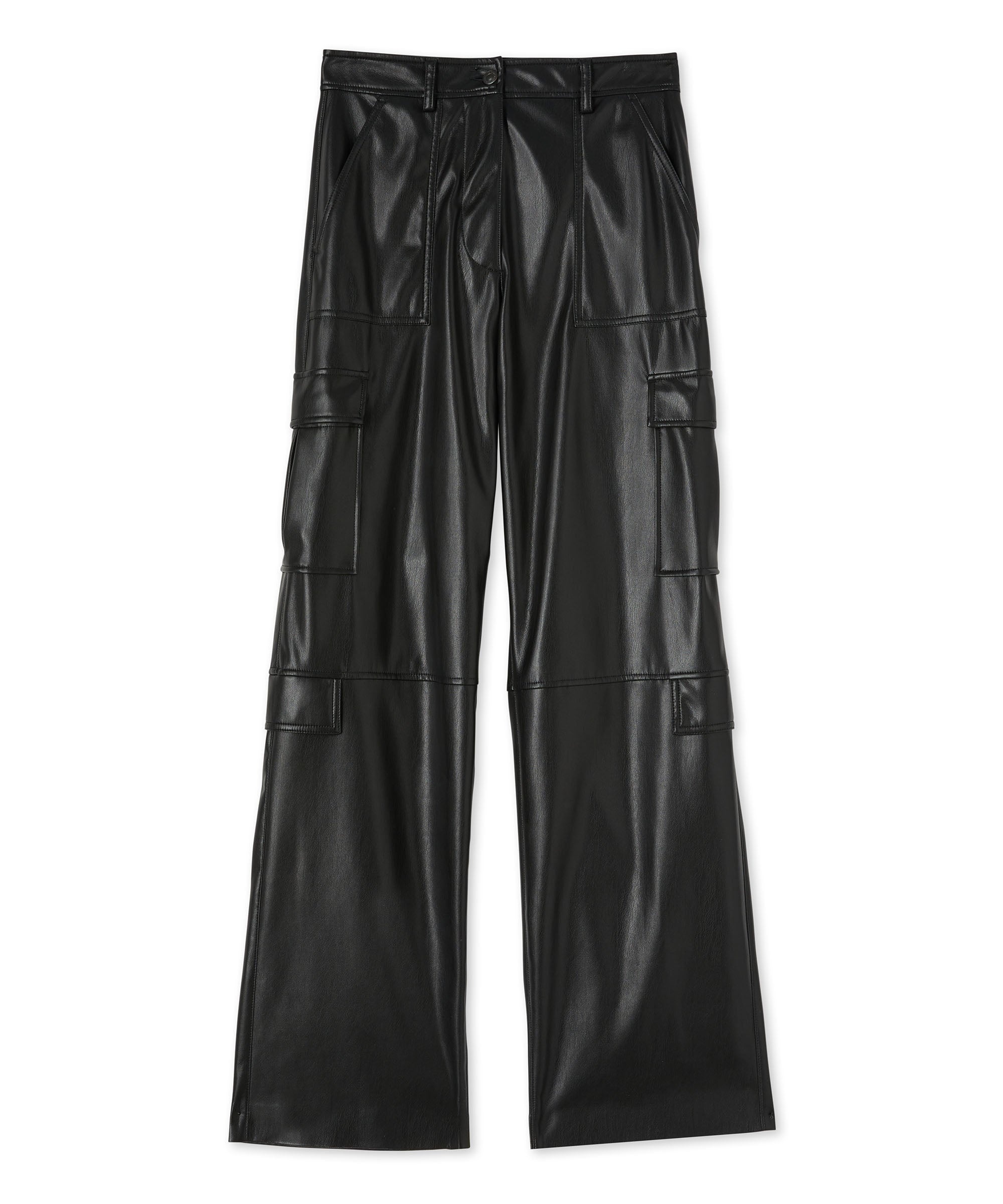 Faux leather cargo trousers "Soft Eco Leather" fabric - 1