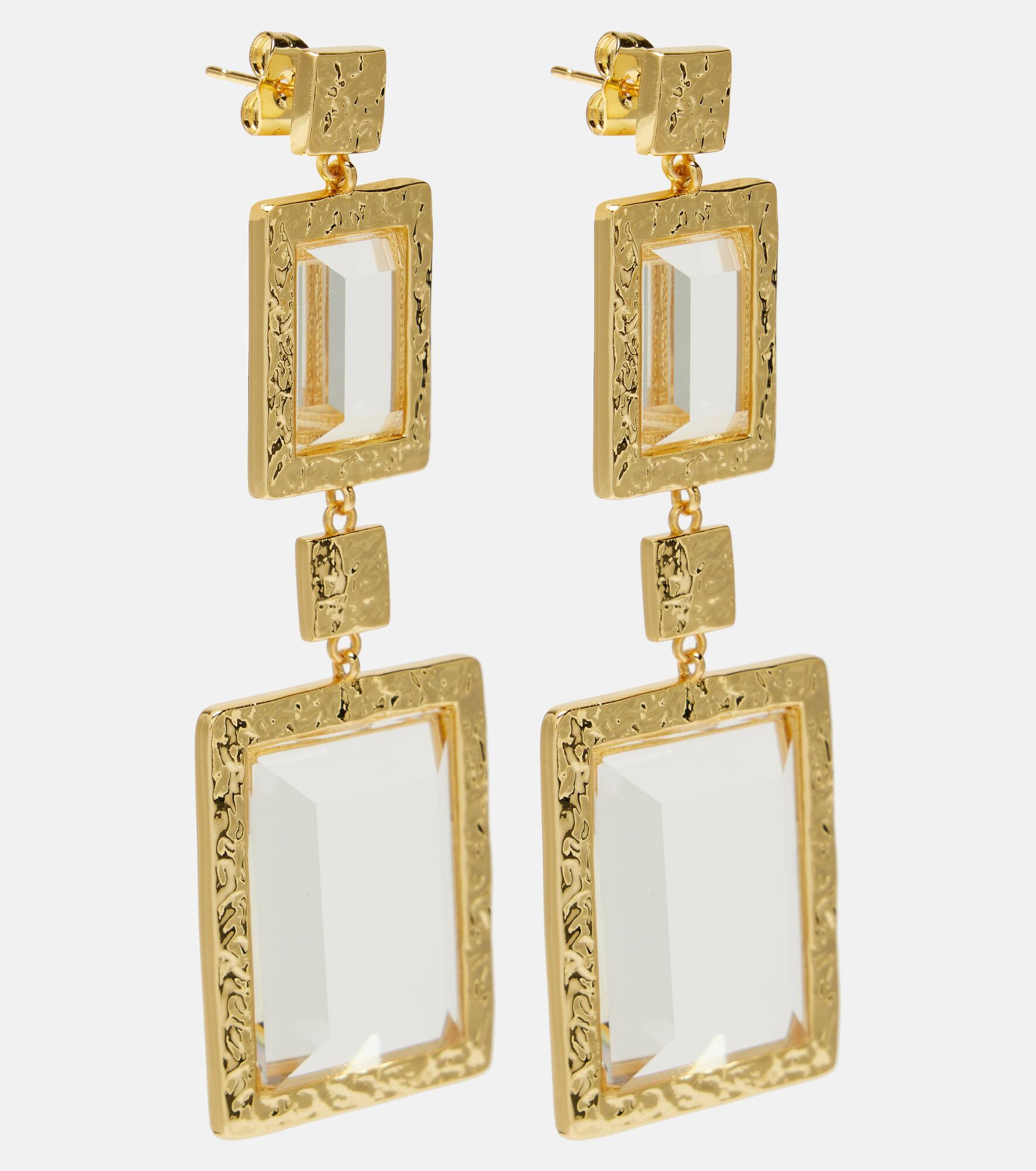 Embellished gold-plated drop earrings - 2