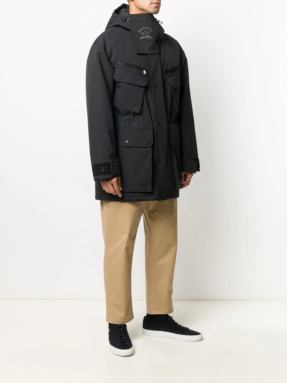 zipped hooded parka coat - 3