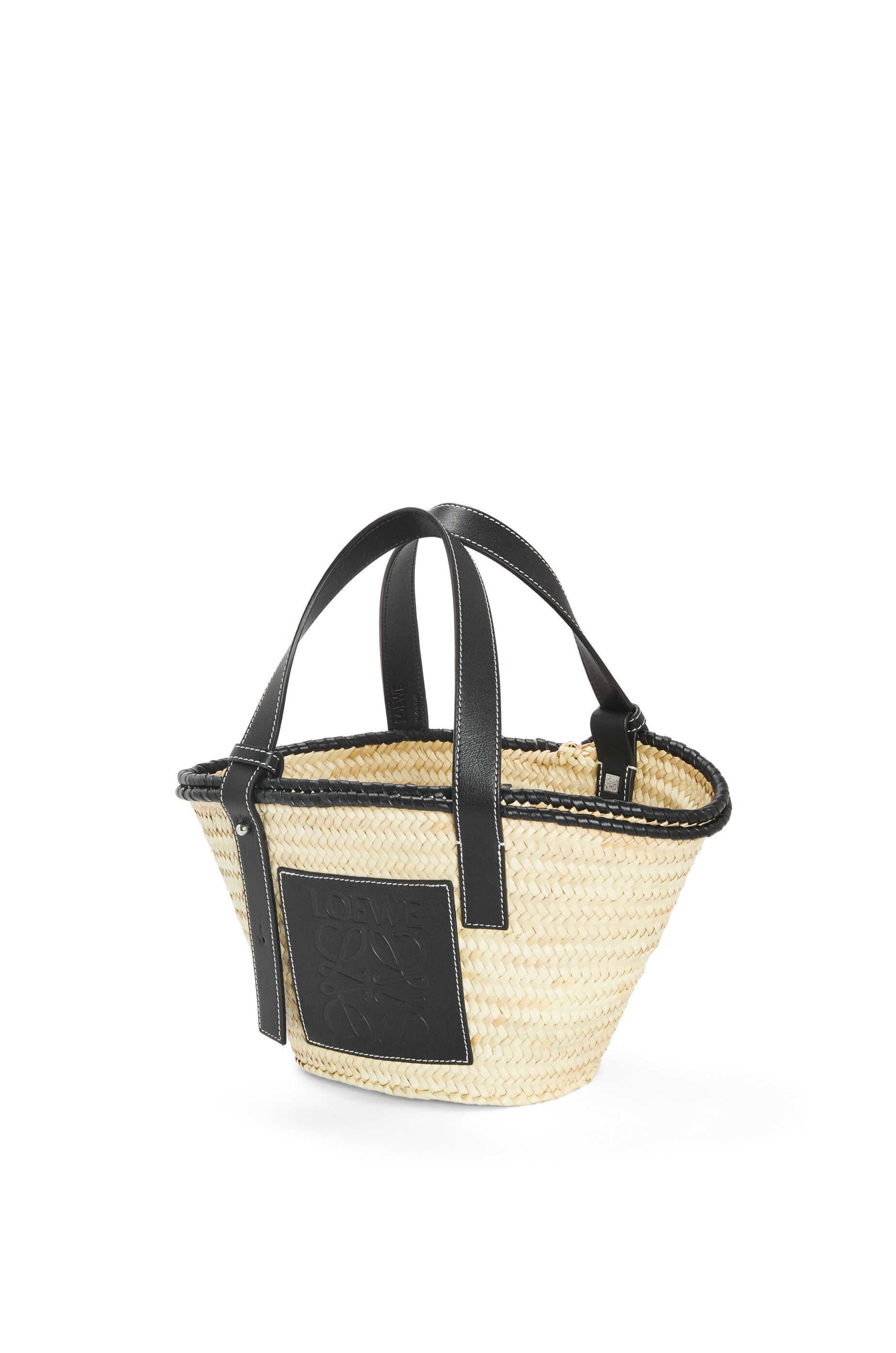 Small Inlay Basket bag in palm leaf and calfskin - 3