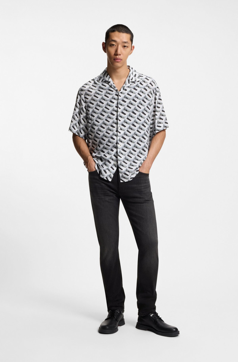 HUGO BLACK SLIM-FIT JEANS IN STRETCH DENIM outlook