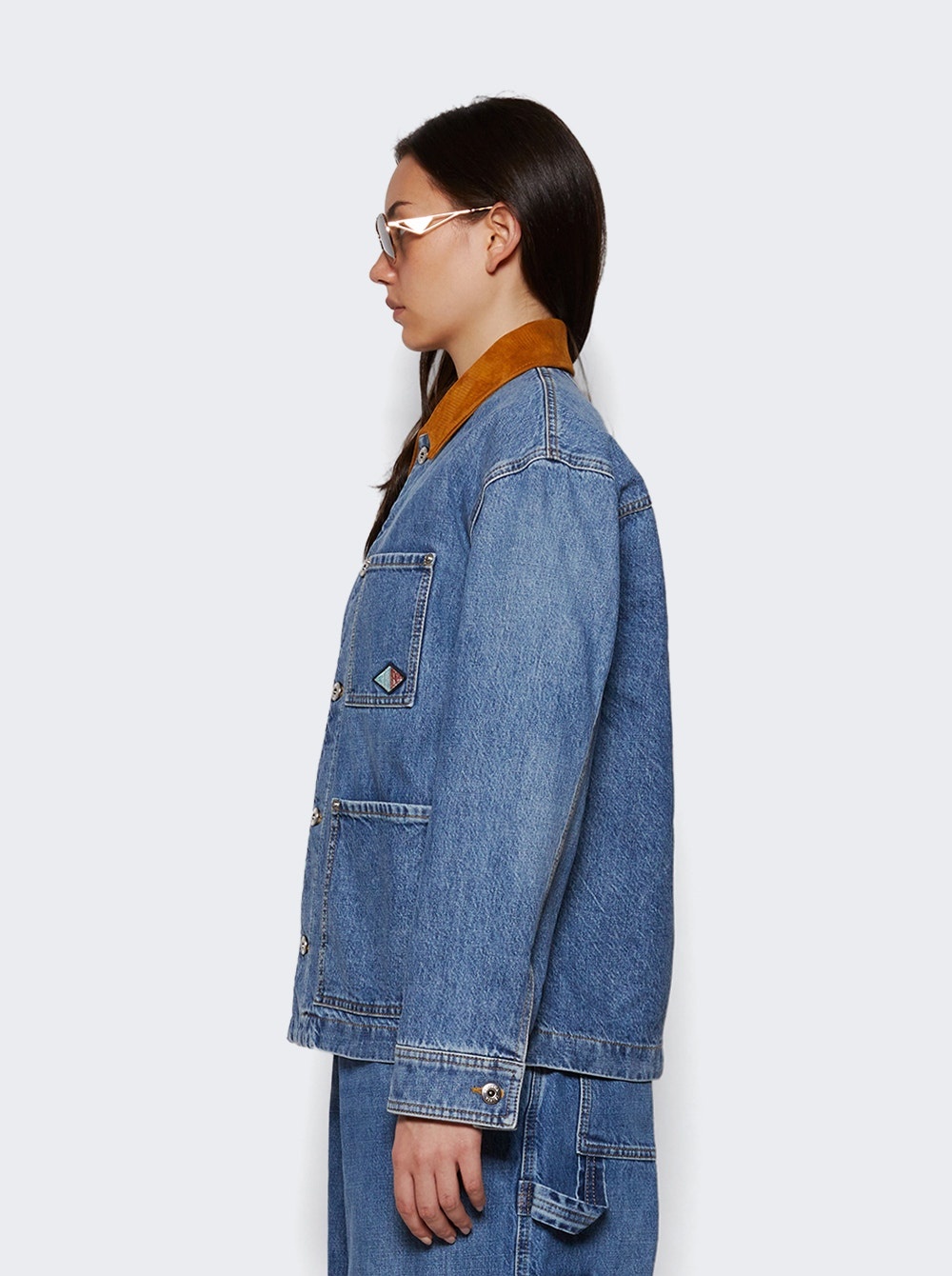 Padded Denim Jacket Mid Blue - 3