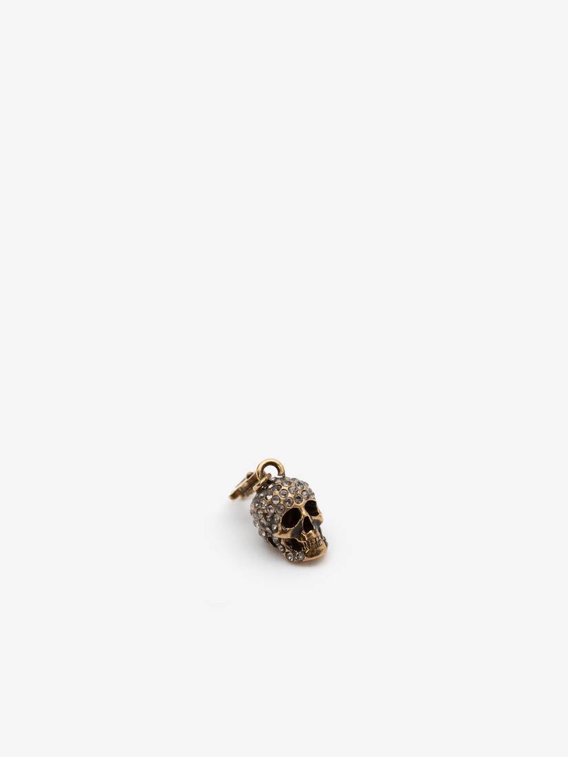 Small Pave Skull Charm in Antique Gold - 2