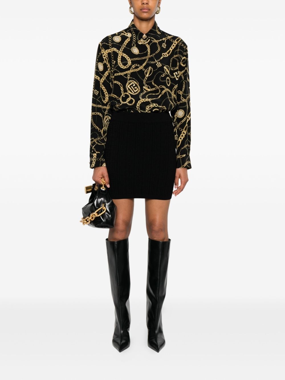 chain-print silk shirt - 2