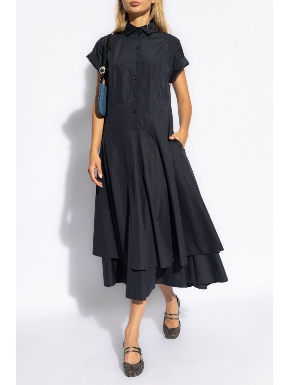 double-layer cotton shirt dress - 2