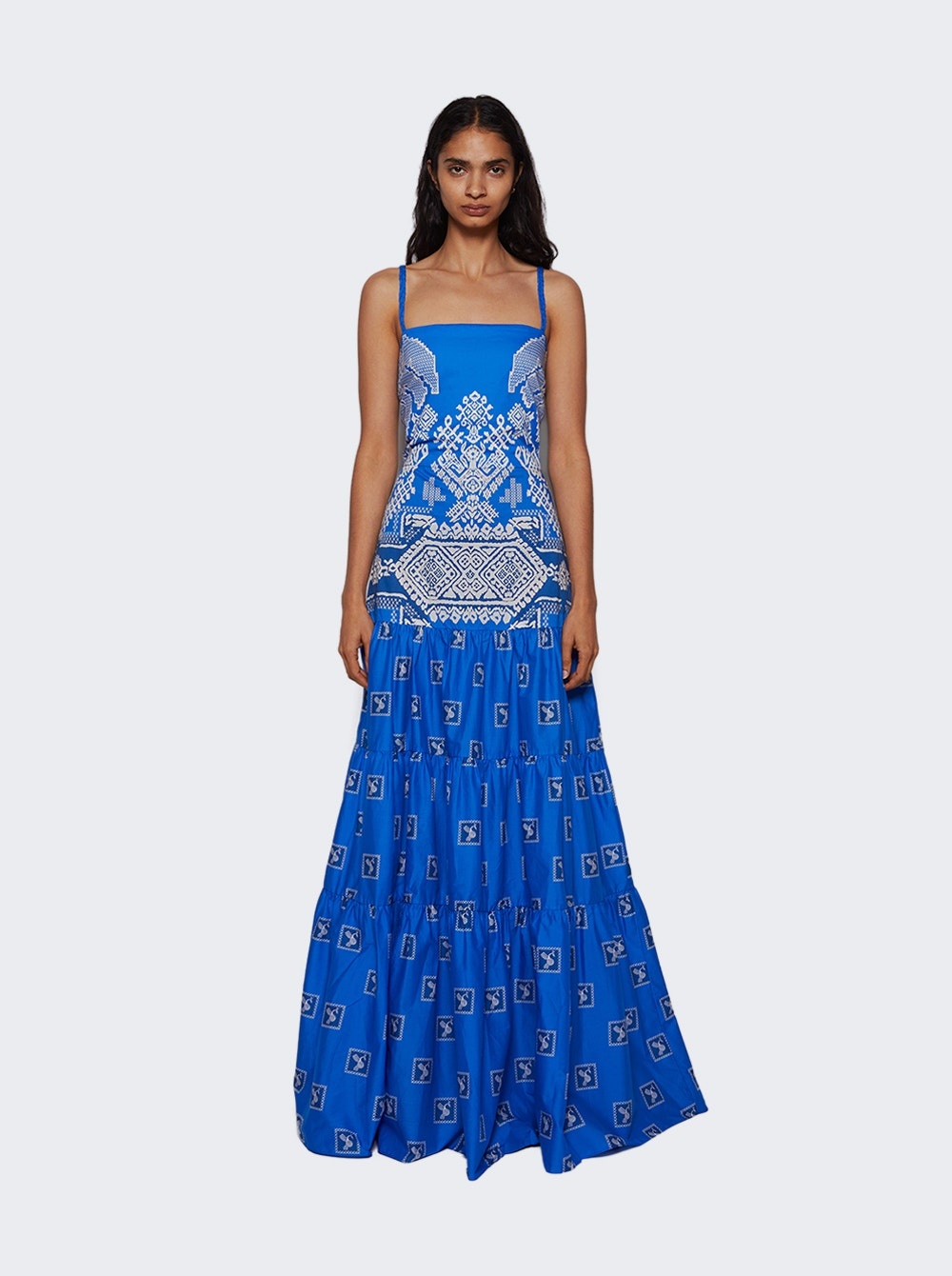 Amancay Maxi Dress Andean Cobalt Ecru - 3