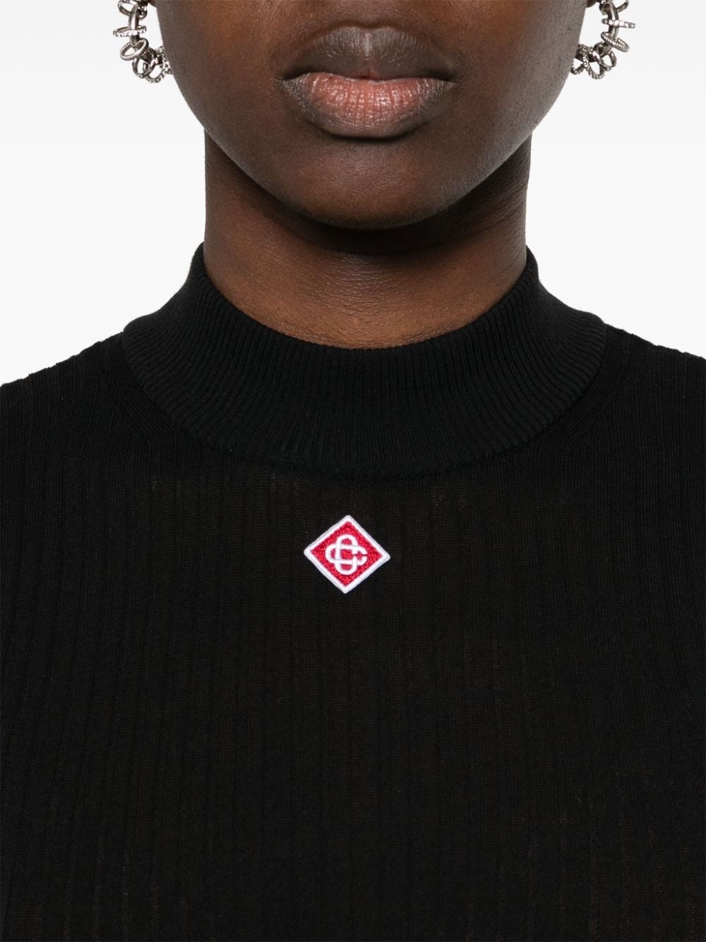 logo-patch ribbed top - 5