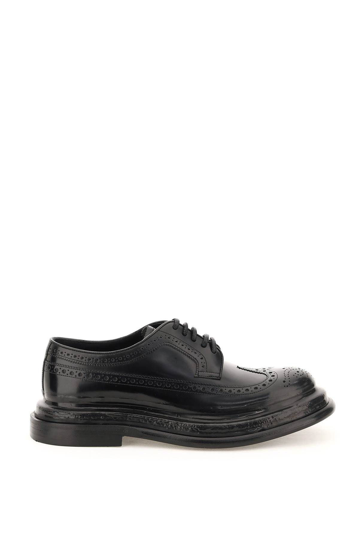 BRUSHED LEATHER DERBY SHOES - 1