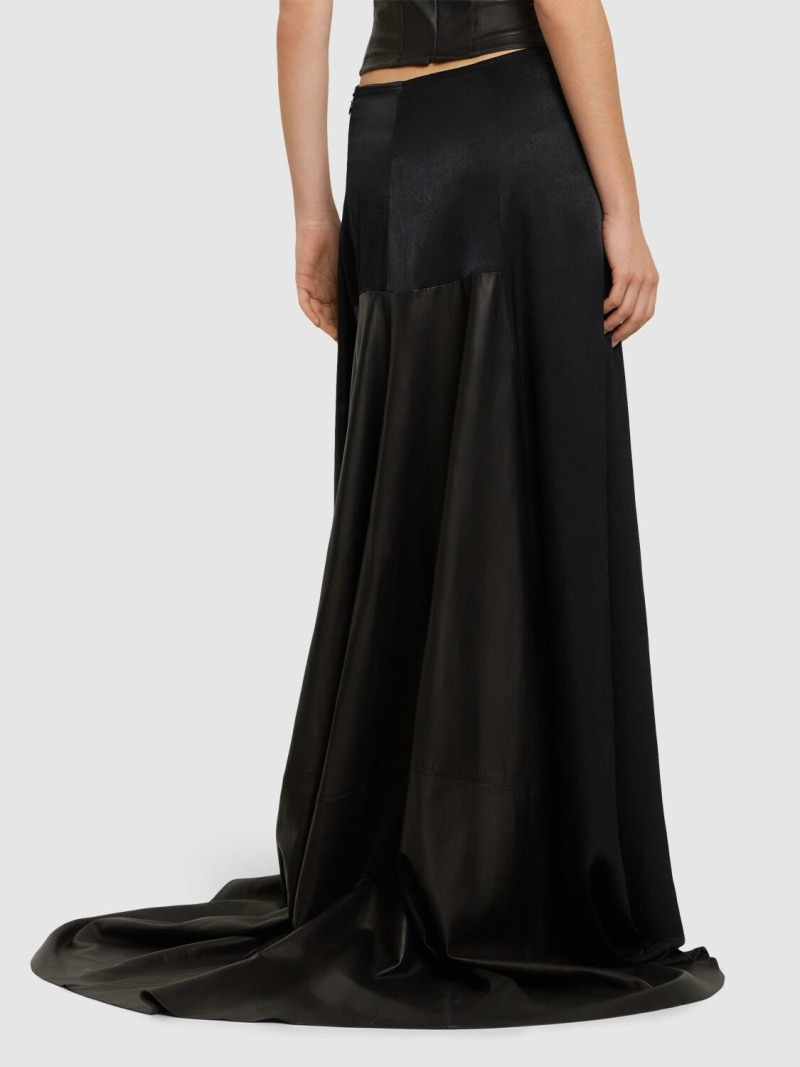 Satin midrise long skirt - 3
