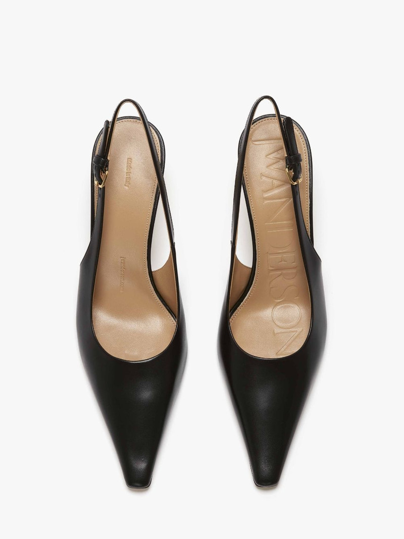 CHAIN HEEL LEATHER SLINGBACK SANDALS 4