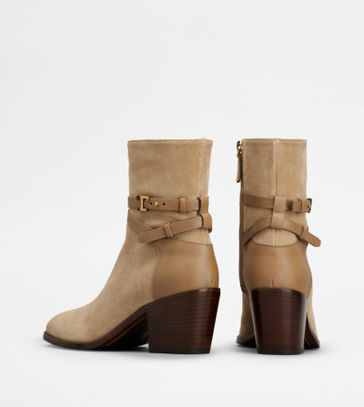 Tod's ANKLE BOOTS IN SUEDE - BEIGE outlook