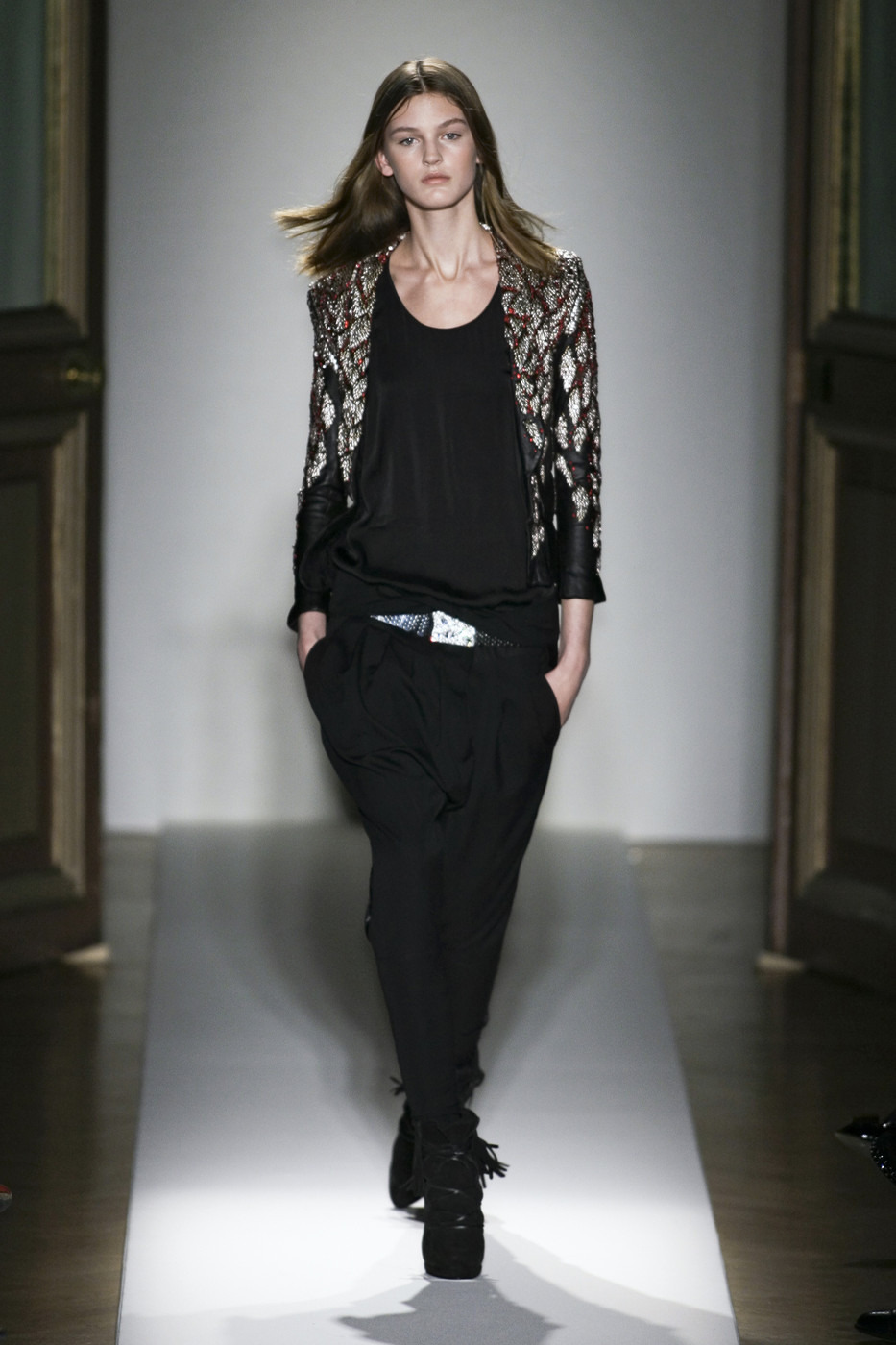 zOthers - BWNT Balmain Decarnin Era Fall 2009 Black Silk Cargo Bondage Drop Crotch Pants - 2