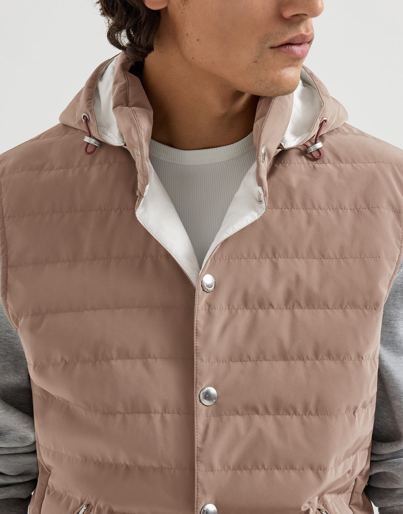 Bonded nylon down vest with detachable hood 4