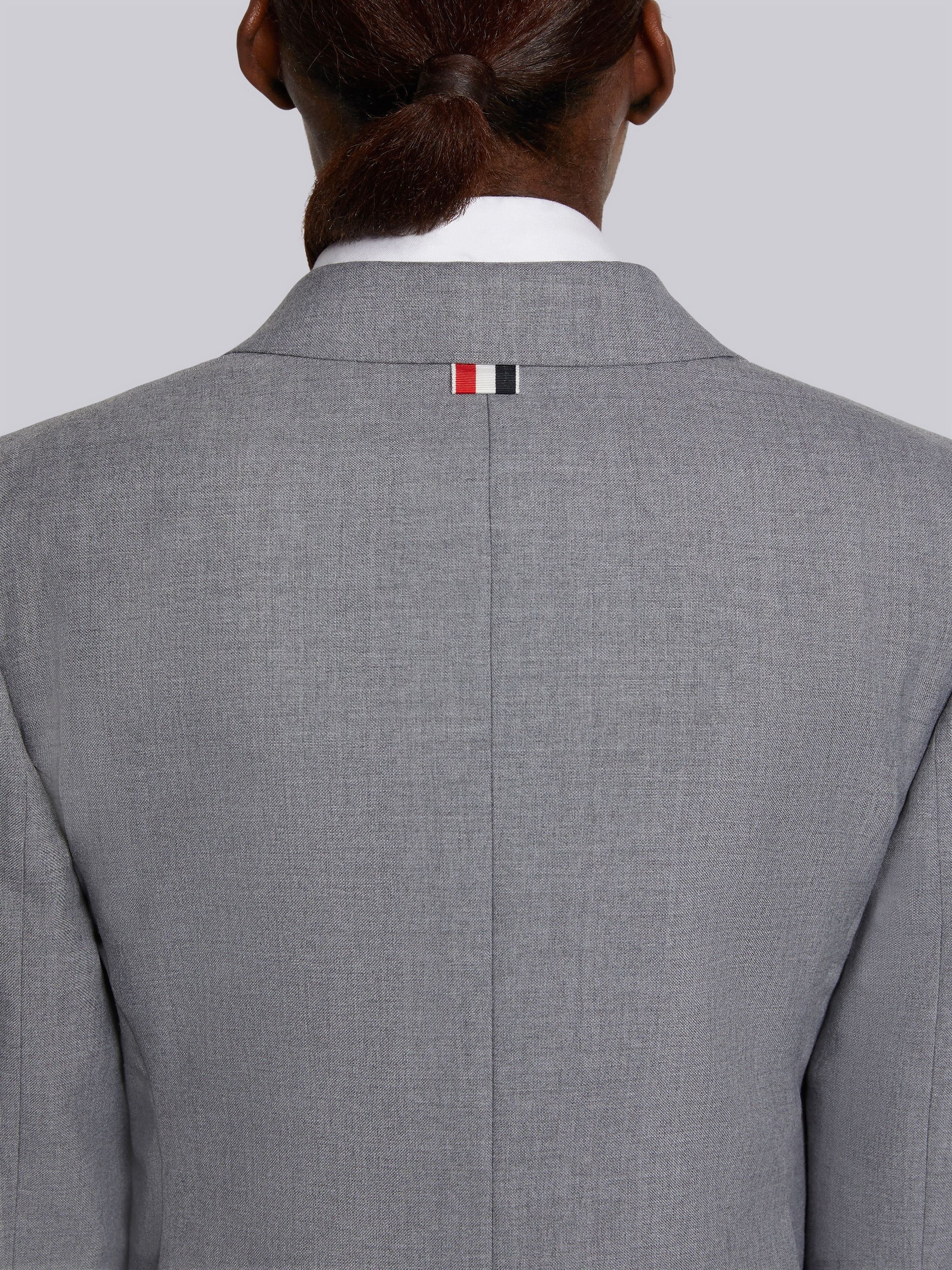 Medium Grey School Uniform Plain Weave High Armhole Single Breasted Sport Coat - 5