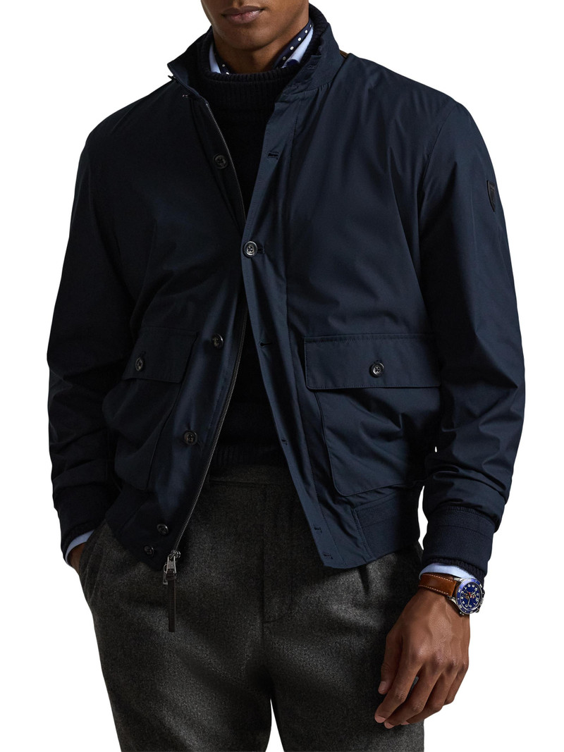Men's Gabardine Stand Collar Bomber Jacket - Collection Navy 3