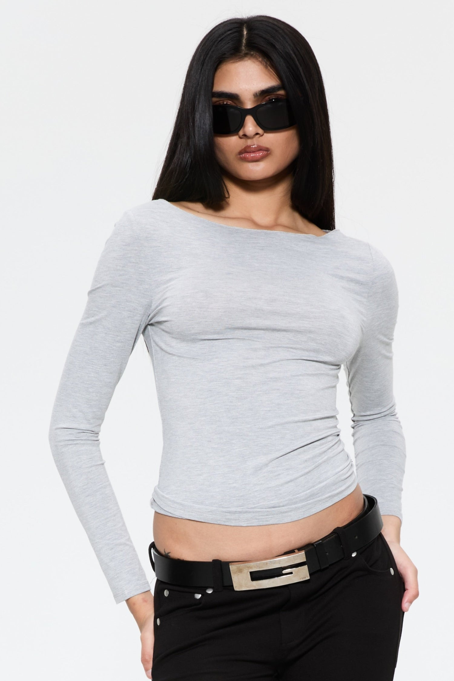 AMELIA TOP - HEATHER GREY - 1