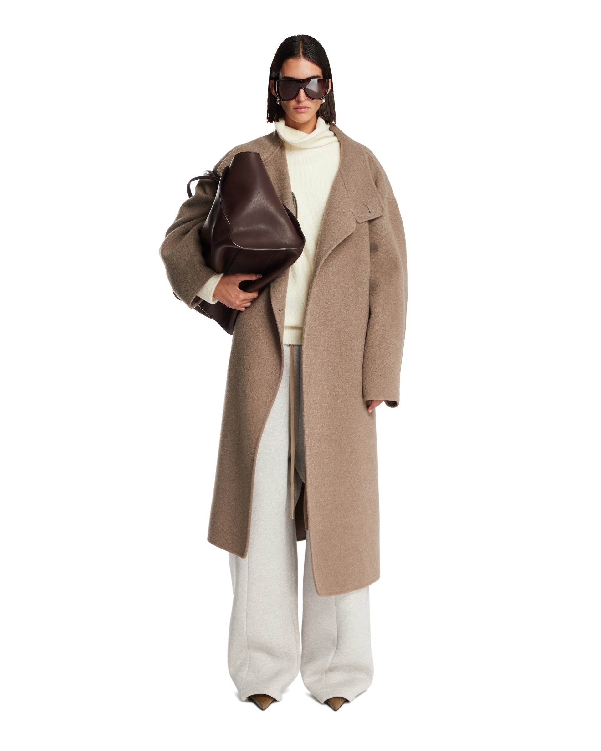 Beige Coat with Belt. - 2