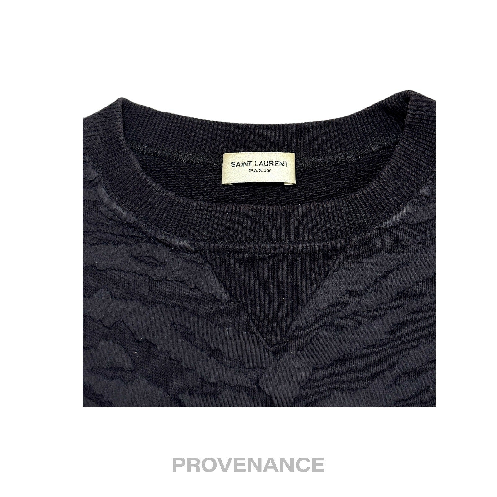 Saint Laurent Paris SLP Crewneck- Black Tiger Stripe - 6