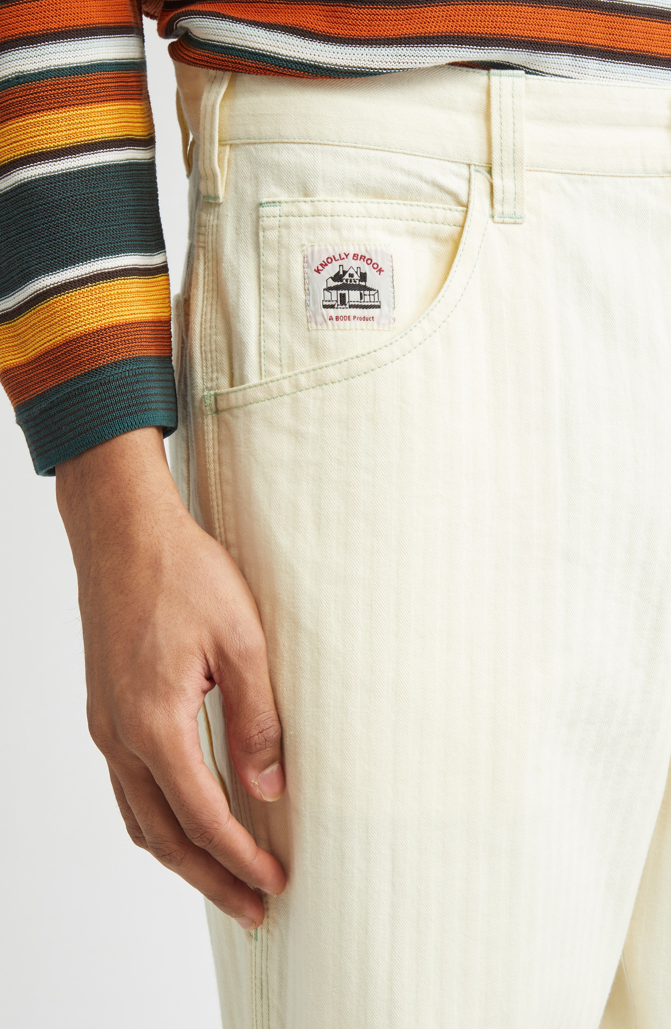 Bode Greenskeeper Knolly Brook Cotton Trousers in Ivory at Nordstrom - 5