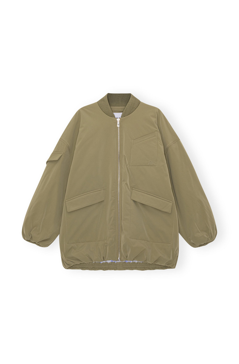 GREEN LIGHT TWILL OVERSIZED BOMBER JACKET 1