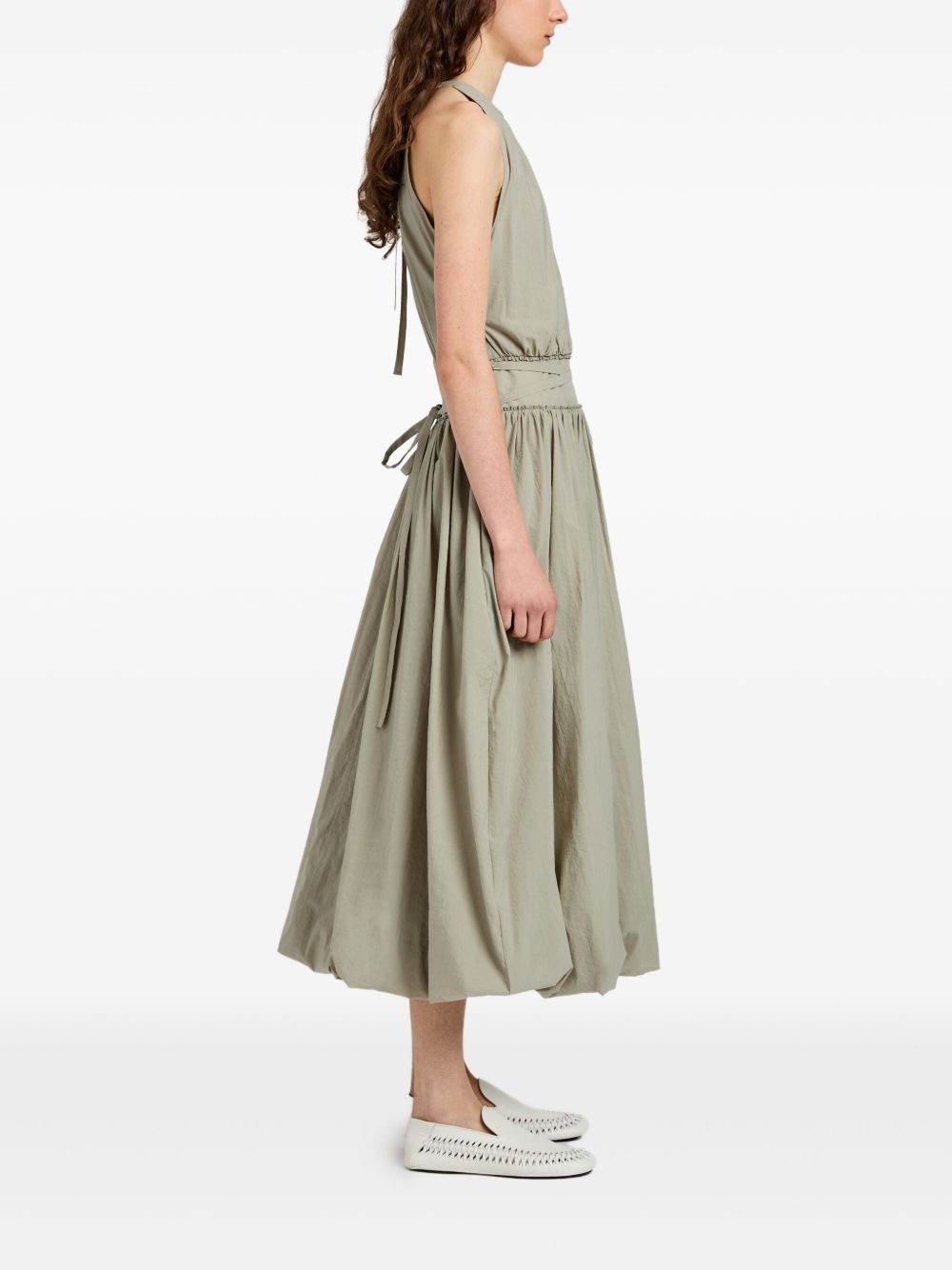 gathered halterneck midi dress - 3