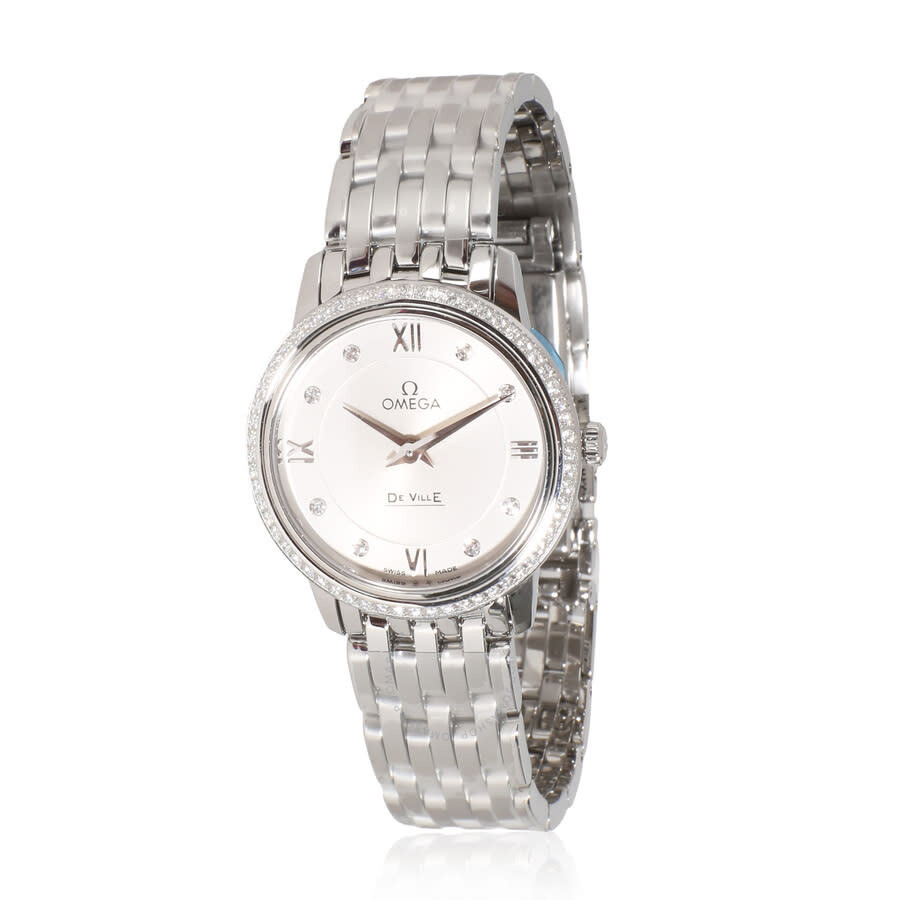 Pre-owned Omega De Ville Diamond Silver Dial Ladies Watch 424.15.27.60.52.001 - 2