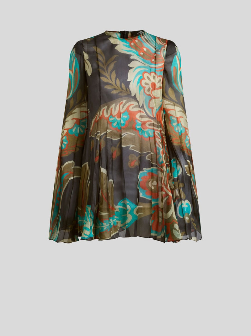 PLEATED SILK MINI DRESS 1
