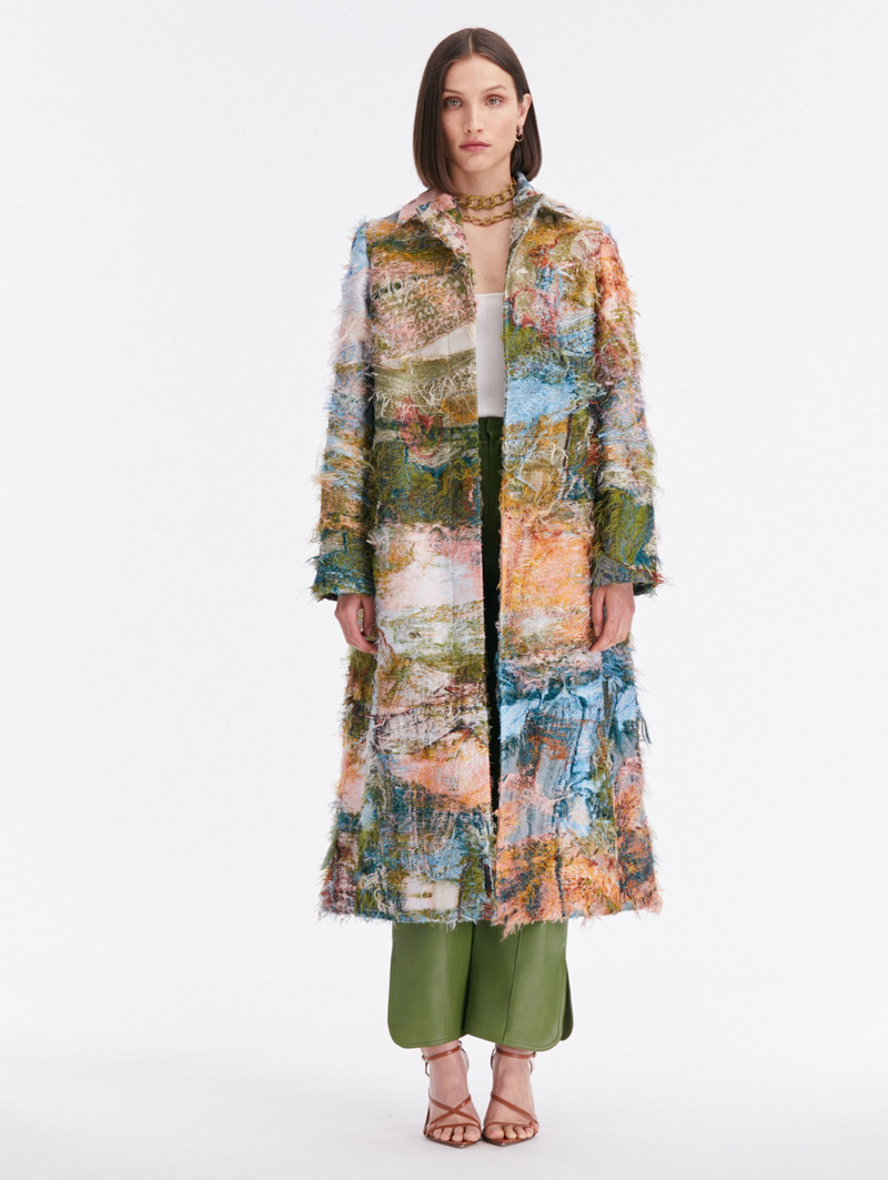 Oscar de la Renta ABSTRACT LANDSCAPE FIL COUPÉ COAT outlook