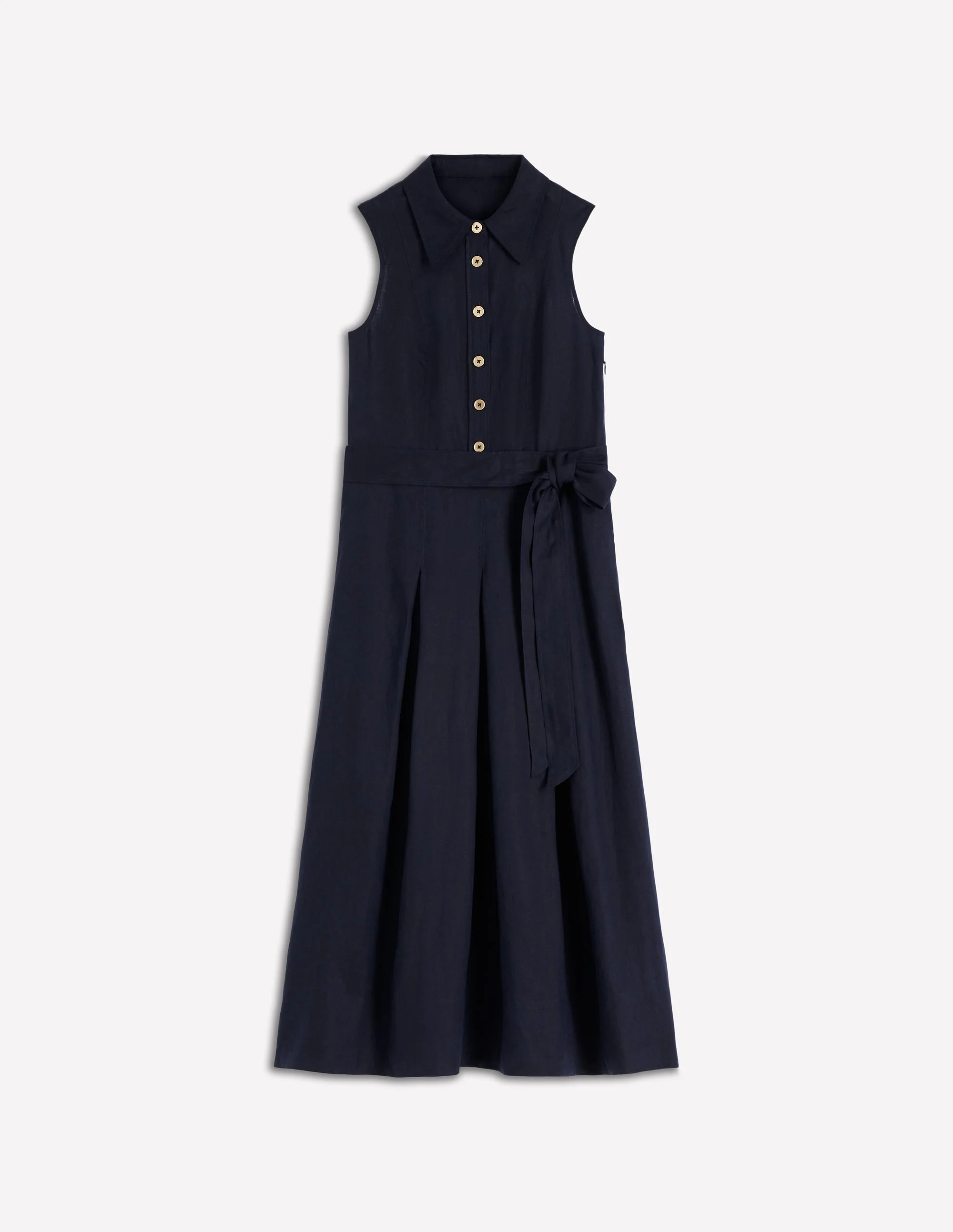 Belinda Linen Shirt Dress-Navy - 1