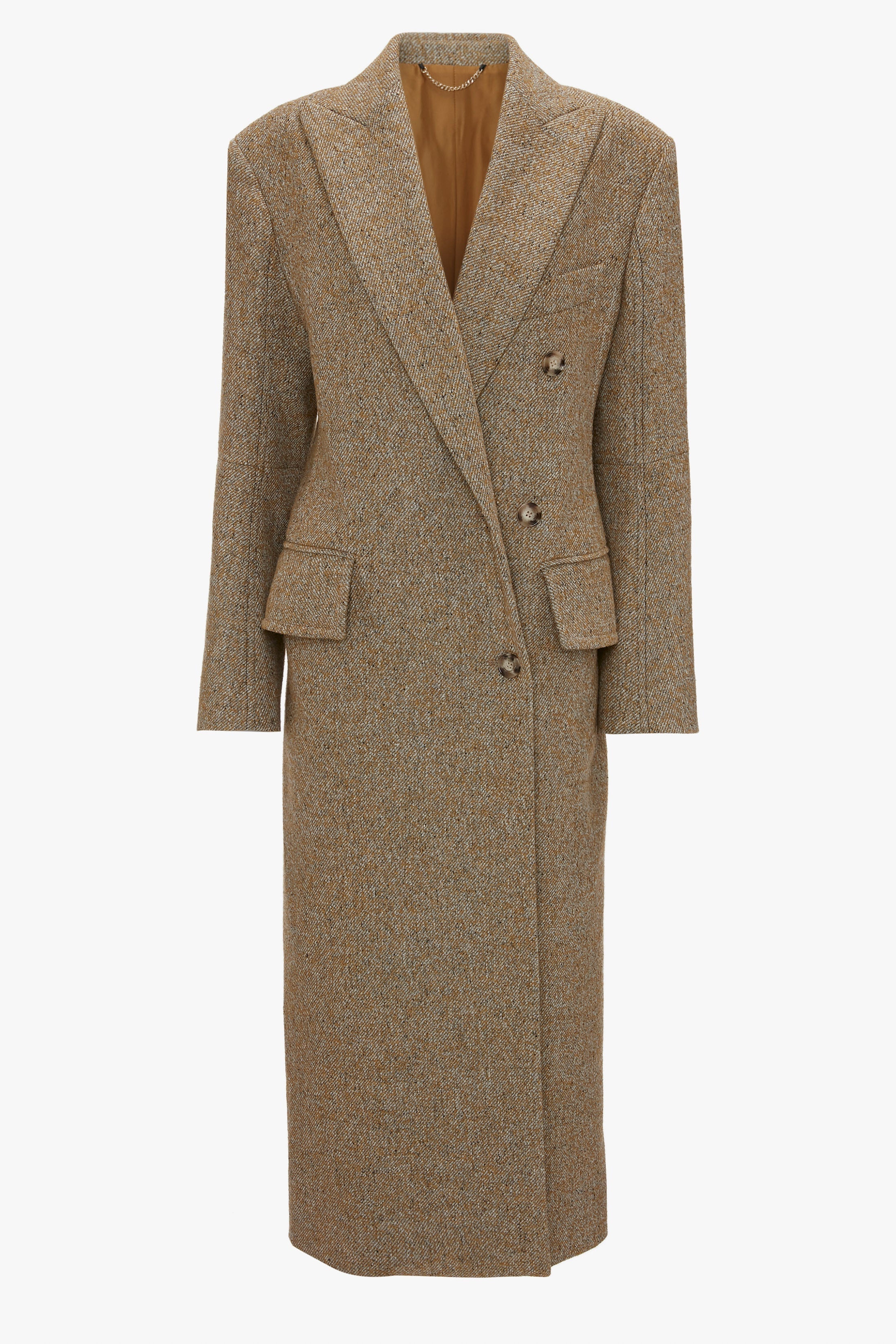 Exclusive Waisted Tailored Coat In Flax - 1