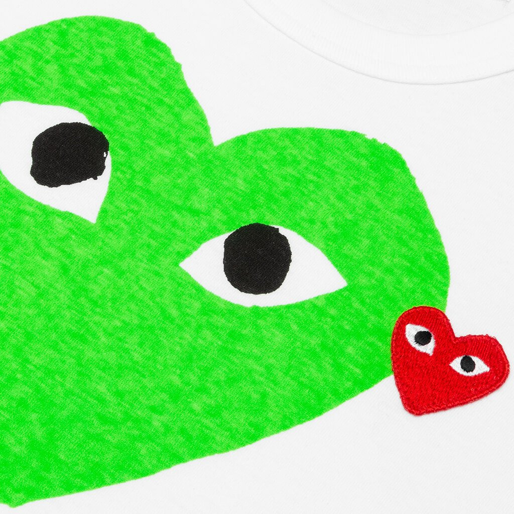 COMME DES GARCONS PLAY RED EMBLEM HEART T-SHIRT - WHITE/GREEN - 4
